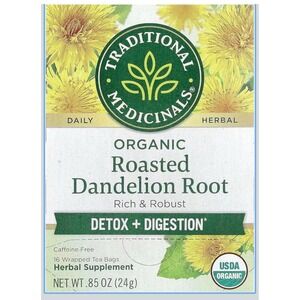 Organic Roasted Dandelion Root Tea Bags Herbal Caffeine-Free Detox Wellness 96ct
